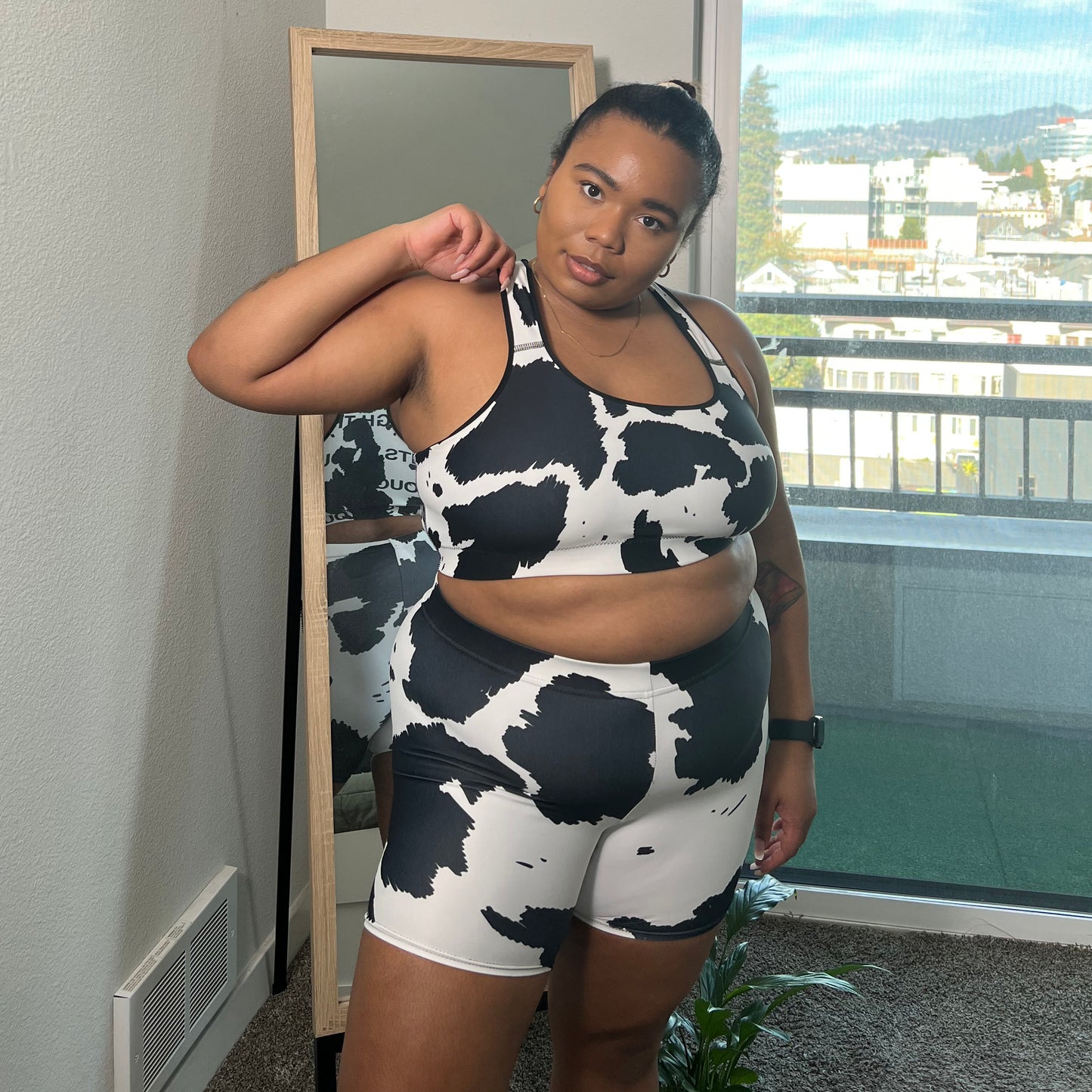 Cow Pose Biker Shorts (up to 3XL)