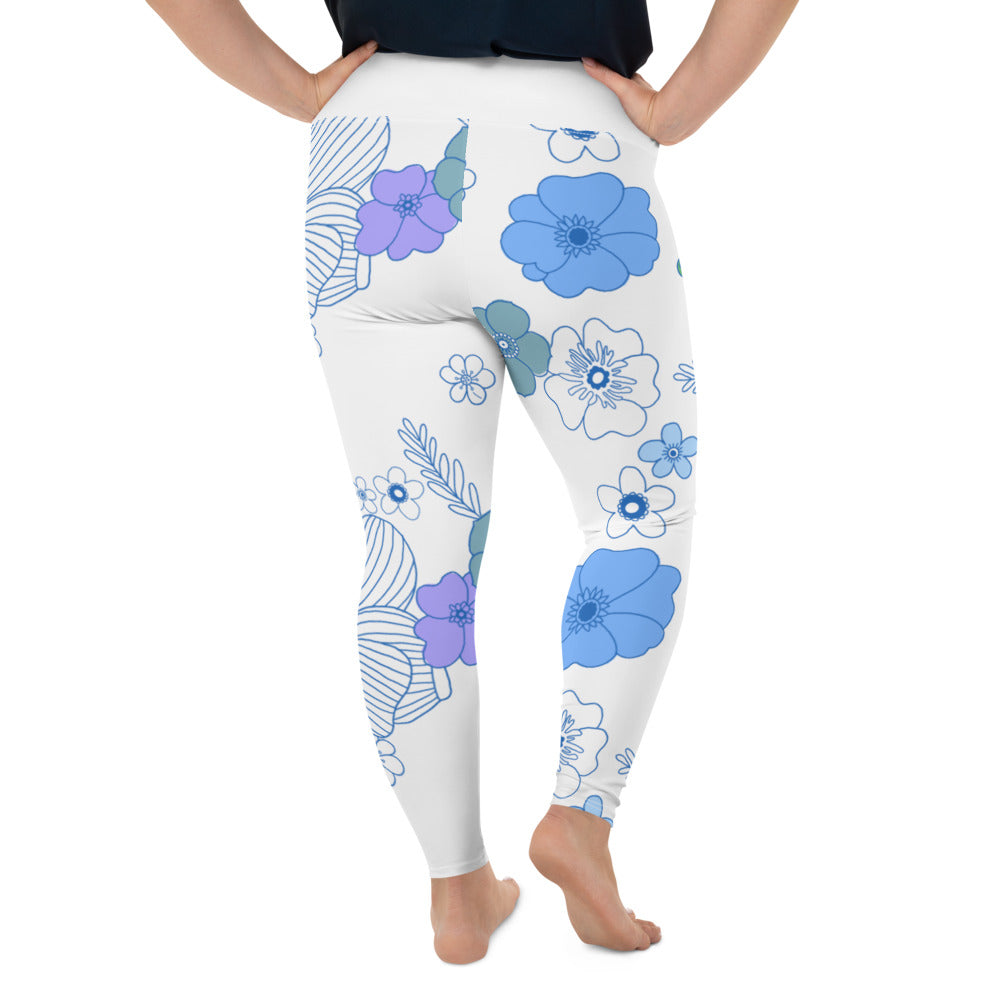 Blue Bloom Leggings (2XL-6XL Sizes) - SHOP @ THE UNDERBELLY
